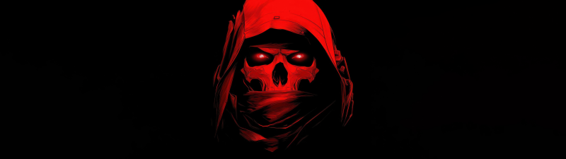 Skull, Call of Duty, AMOLED, Black background, 5K, Red