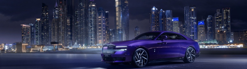 Rolls-Royce Black Badge Spectre, Dubai, 5K, 8K, Purple aesthetic