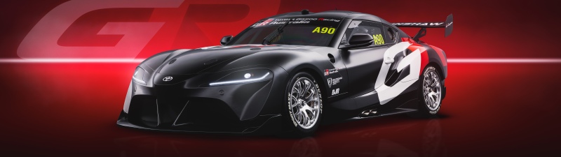 Toyota GR Supra Supercar, 8K, Red background, 5K, Dark red