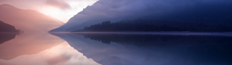 OS X Lion, Tranquil, Lake, Mountains, Reflection, Mist, Landscape, Mac OS X, Stock, 5K