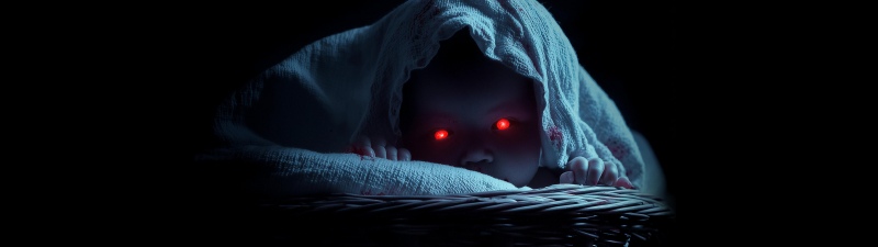 The Summoning of Baby Blue, 2025, Horror Movies, Black background, Creepy, Evil eyes, 5K, 2025 Movies