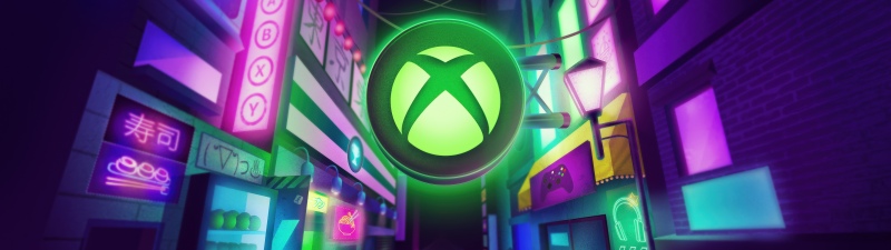 Xbox Tokyo Game Show 2025, Neon, Cyberpunk, Street lights, Cat, 5K, Xbox logo