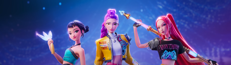 Fortnite, KPop Demon Hunters, 2025 Games, Rumi (Huntrix), Mira (Huntrix), Zoey (Huntrix)