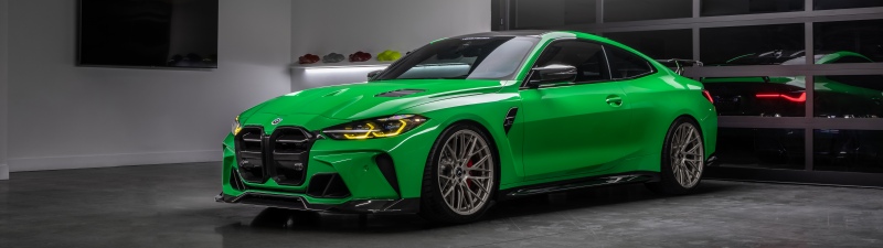 BMW M4, Green car, Vorsteiner, Sports cars, Garage, 5K, 8K