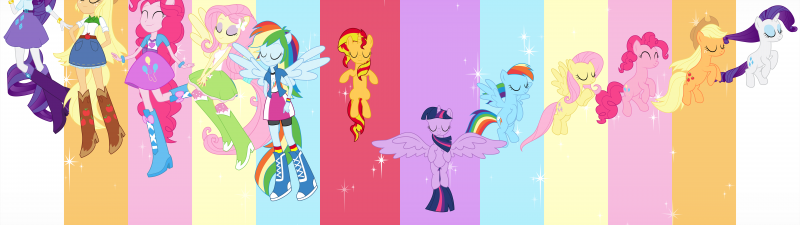 My Little Pony, Mane Six, 5K, 8K, Rainbow colors, Colorful background
