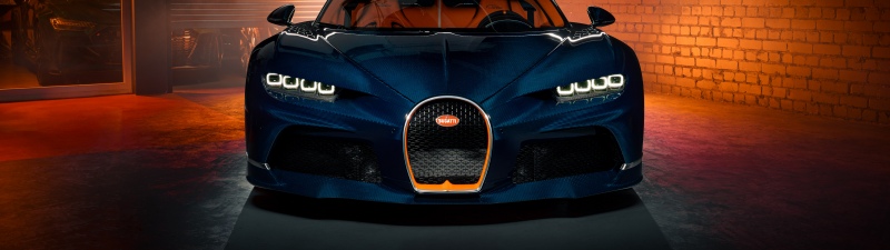 Bugatti Chiron Super Sport, Carbon Fiber, 5K, Hypercars, Blue and Orange