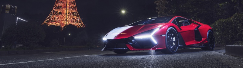 Lamborghini Revuelto Animae, Tokyo Tower, Night, Japan, 5K, 8K