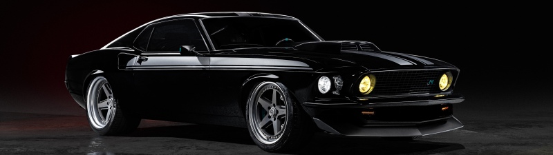 1969 Ringbrothers Ford Mustang Mach 1 Kingpin, 5K, Ford Mustang Mach 1, Black cars, Badass, Dark background