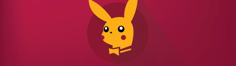 Playboy Pikachu, Minimalist, 5K, Red background