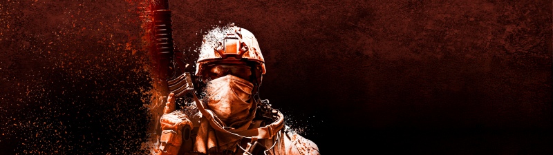 Soldier, Tactical gear, Fire effect, Intense, Dark red