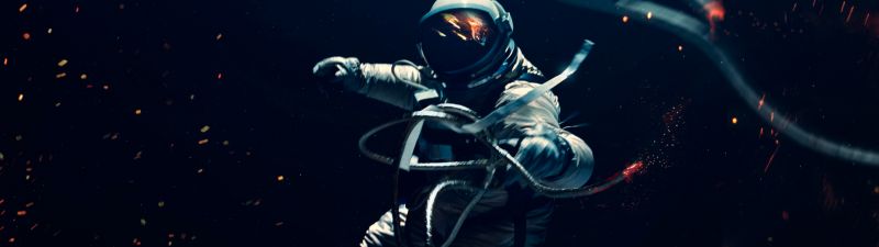 Astronaut, Lost in Space, Space suit, Dark background, Space Adventure
