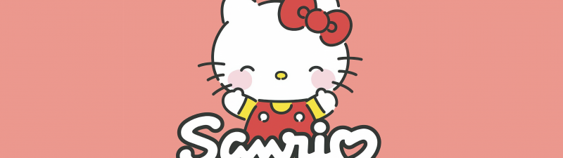 Hello Kitty, Sanrio, 5K, Cute cartoon, Sea Pink, Pastel pink