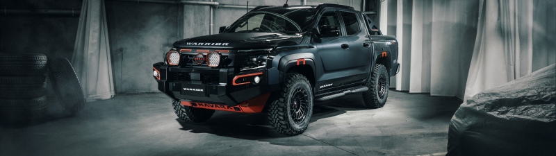 Nissan Navara Warrior Concept, 2025, 5K, 8K, Off-Road Trucks, Matte black, Rugged, Parking garage, Pickup truck