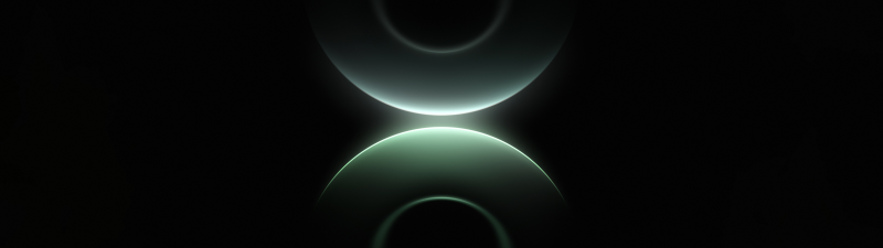 Green aesthetic, Rings, Glowing, Symmetry, Dark background, Green abstract, 5K