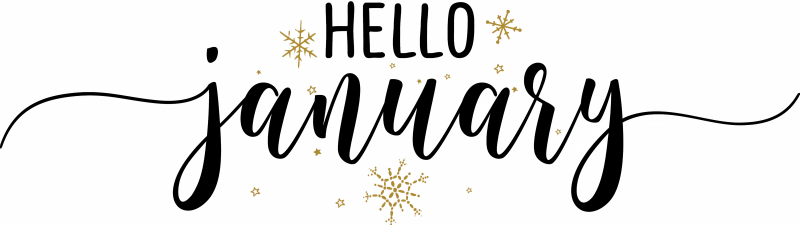 Hello January, Winter, Snowflakes, Calligraphy, White background, 5K