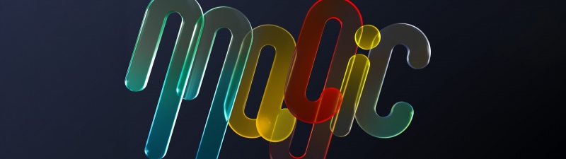 Magic, Typography, Glossy, Dark background, Multicolor, 5K