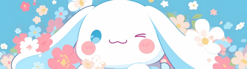 Cinnamoroll, Sanrio, Cute cartoon, Floral, Pastel background, Illustration, 5K, Kawaii