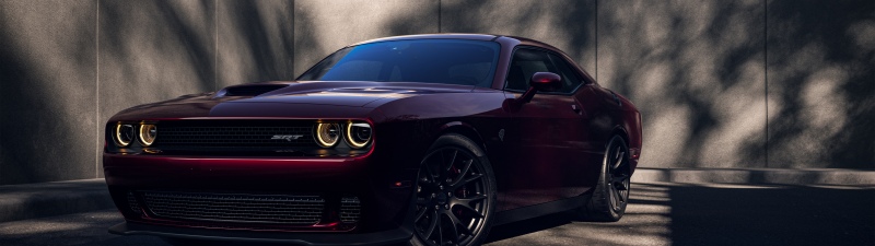 Dodge Challenger SRT Hellcat, 5K, Red cars, Muscle cars