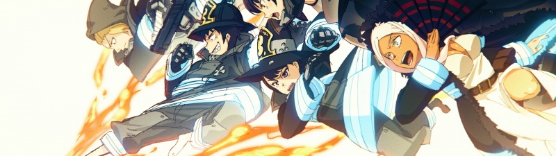 Fire Force, Anime poster, Shinra Kusakabe, Maki Oze, Tamaki Kotatsu