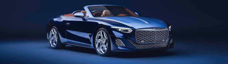 Bentley Mulliner Batur Convertible, 2026, 5K, 8K, Blue aesthetic, Blue car, Blue background