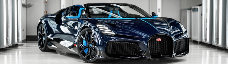 Bugatti W16 Mistral, Blue and Black, 5K, Hyper Sports Cars, Blue car