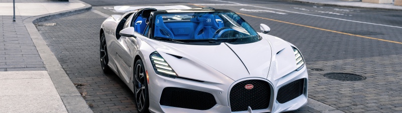 Bugatti W16 Mistral, Toronto, Roadster, White cars, Hyper Sports Cars, 5K