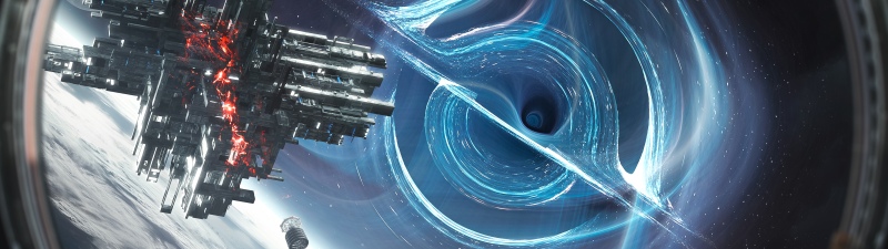 Space station, Black hole, 5K, Futuristic, Spaceship, 5K