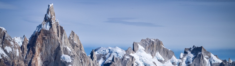 Cerro Torre, Mountain range, Patagonia, Fitz Roy, 5K, 8K, Blue Sky, Snow covered