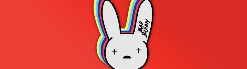 Bad Bunny, Logo, Cartoon, Orange background, 5K