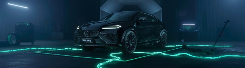 Brabus 900 Superblack, Lamborghini Urus SE, 2026, 5K, Black cars, Neon Lights, Futuristic, Dark aesthetic