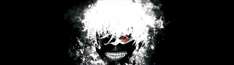 Ken Kaneki, Black and White, Tokyo Ghoul, Black background