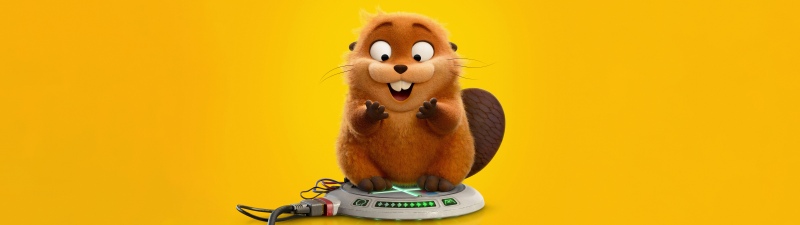 Hoppers (2026), Beaver, Mabel, 5K, 8K, Yellow background, Animation movies, Pixar movies