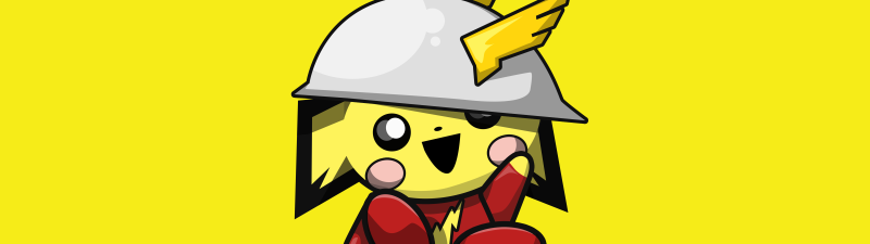 Pichu, Cute cartoon, Pokemon, Yellow background, 5K, 8K, Kawaii, Minimalist