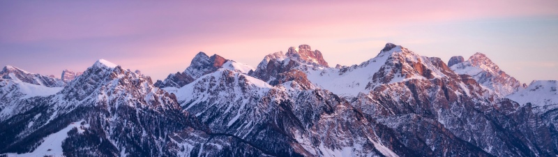 Snow mountains, Gradient sky, Winter Mountains, Sunset, Golden hour, 5K