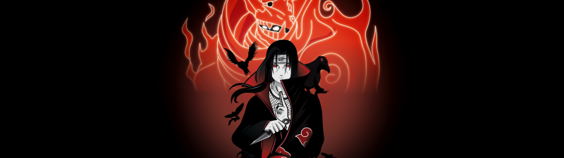 Itachi Uchiha, Sharingan eye, Red, Dark background, 5K, Susanoo mode, Naruto