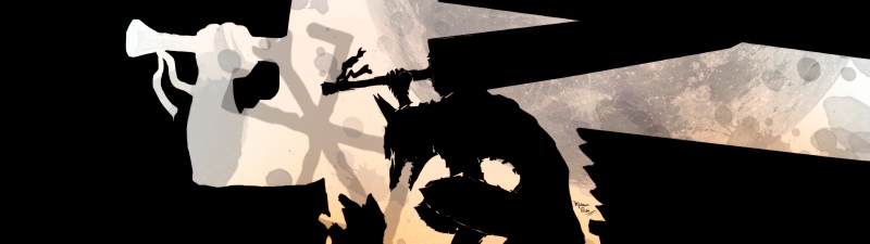 Guts, Silhouette, Berserk, Dragon Slayer, 5K, Black background, AMOLED