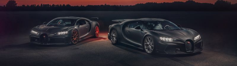 Bugatti Chiron Pur Sport, Bugatti Chiron Super Sport 300+, Night, Sunset, Dark, 2020, 5K, 8K