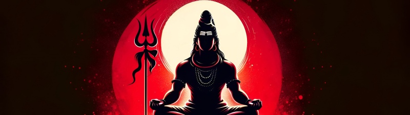 Lord Shiva, Silhouette, Illustration, Meditation, Hindu God, Hinduism, Red background, Mahadev