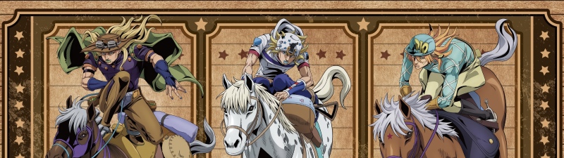 Steel Ball Run: JoJo's Bizarre Adventure, Official, Anime poster, 2026 series, Anime series, 5K, Gyro Zeppeli, Johnny Joestar, Diego Brando