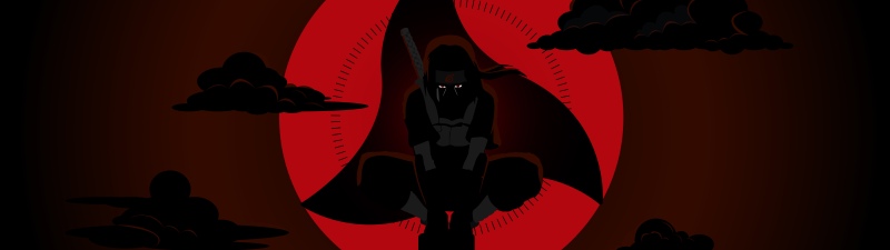 Itachi Uchiha, 10K, Dark red, 5K, 8K, Naruto, Iconic, Mangekyo Sharingan, Dark background