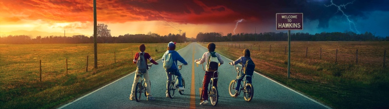 Stranger Things, Welcome to Hawkins, Bicycle, Iconic, Netflix series, 5K