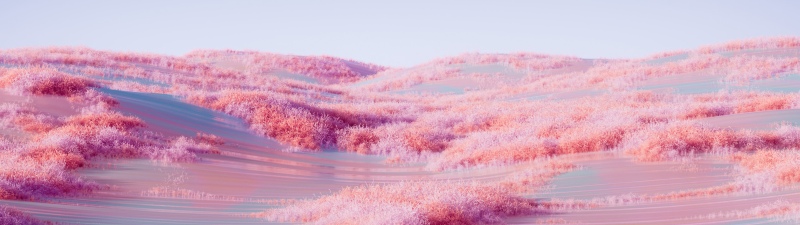 Pink aesthetic, Rolling hills, Landscape, Grass field, Dreamy, Surrealism, Calm, 5K, Microsoft Design