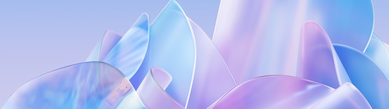 Iridescent, Glass, Crystal, Pastel gradient, Translucent, Sky blue, 3D Render