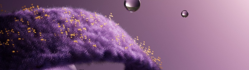 Purple aesthetic, Grass, Dreamlike, Water droplets, Surrealism, Botanical, Floating