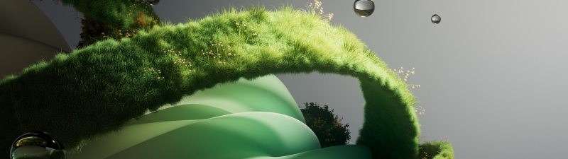 Surreal, Green Grass, Dreamlike, Water droplets, Surrealism, Botanical