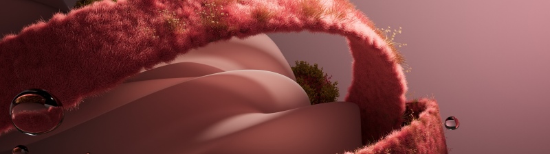 Organic, Pink grass, Dreamlike, Water droplets, Surrealism, Botanical