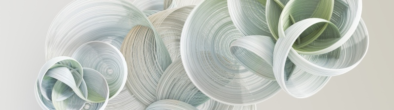Sage green, Circles, Rings, 3D Render, Minimalist, Microsoft Design