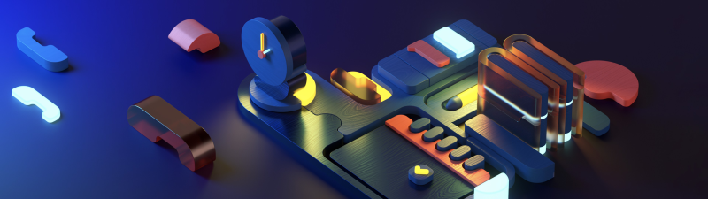 Isometric, Icons, Modern, Dark Mode, Dark blue, Dark background, Neon glow, Minimalist, Microsoft Design