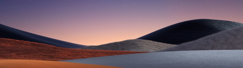 Rolling hills, Twilight, Starry sky, Grass field, Serene, Dreamlike, Sunset, Warm, 5K, Microsoft Design