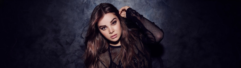Hailee Steinfeld, Dark background, Black dress, 5K